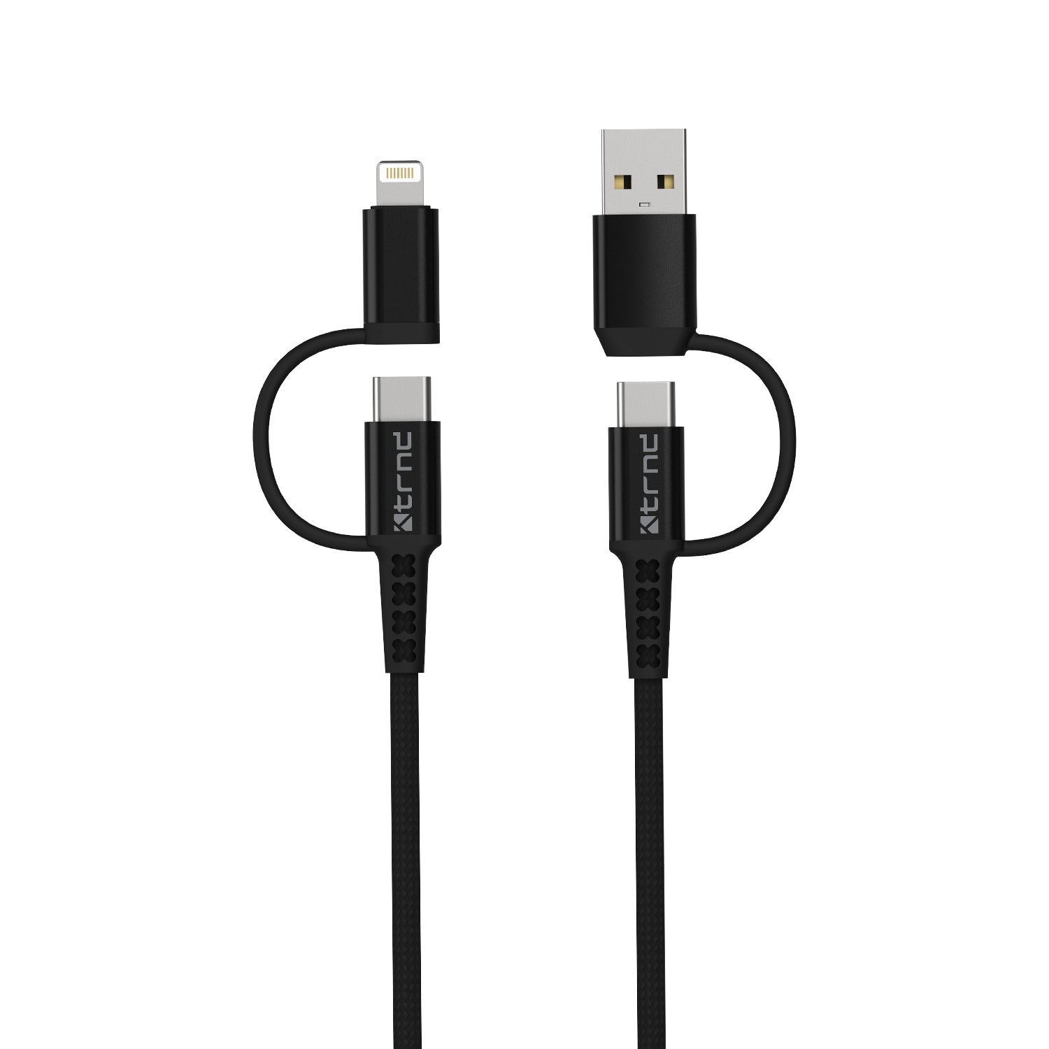 TRND 100W 4-in-1 Braided Cable - A to C, C to C, A to Lightning, C to Lightning