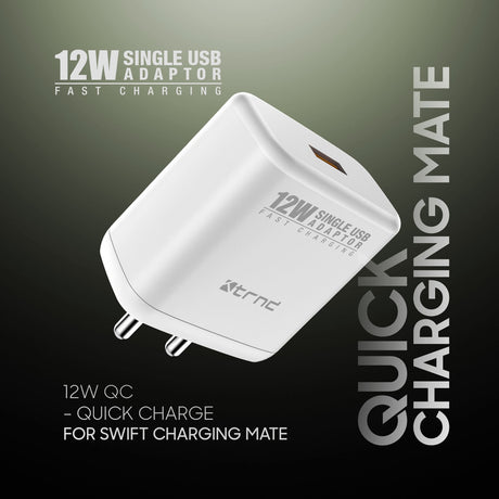 TRND 12W Compact Charging Adapter - Type A Port, Universal Compatibility