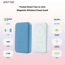 Magz Duo 2-in-1 Magnetic Wireless Power Bank - 10,000 mAh Blue